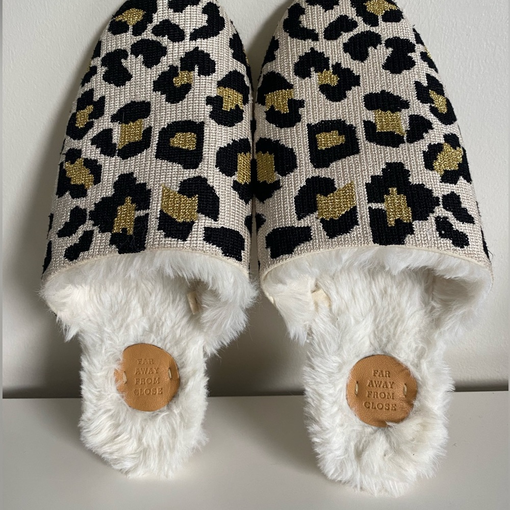 Anthropologie Far Away From Close Leopard Slippers
